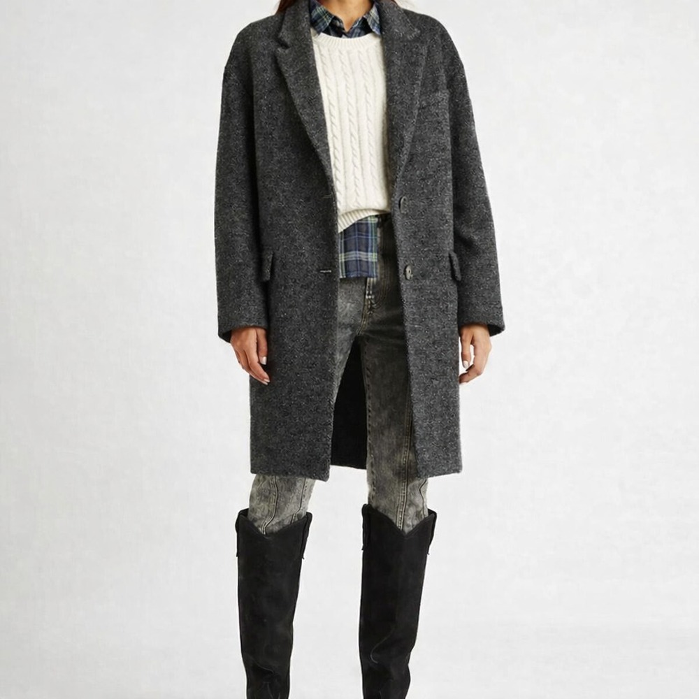 MaxMara Gray Wool Alpaca Blend Classic Italian DesignLuxury Peacoat Overcoat‎